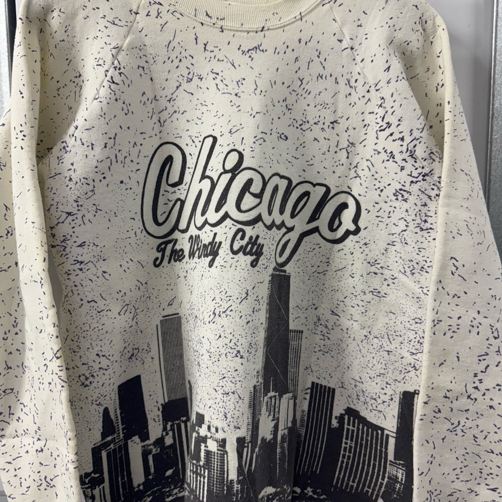 Vintage Chicago Windy City AOP Crewneck Sweatshirt Mens XL 90s Skyline USA City - Picture 4 of 8